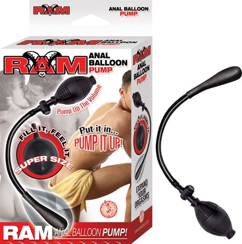 Ram Black Anal Balloon Pump with Safety Release Valve and Bulb Black ANAL TOYS
