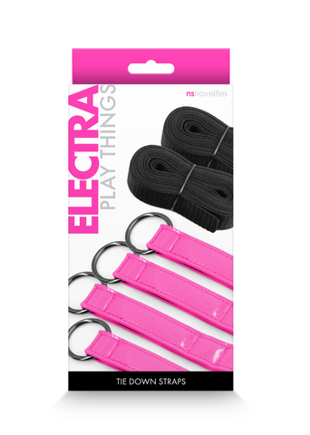 Electra Play Things Pink Tie Down Straps Bondage Toy Pink E-STIM TOYS