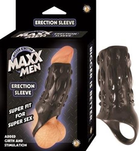 Maxx Men Black Erection Sleeve Ribbed for Extra Stimulation Black SLEEVES