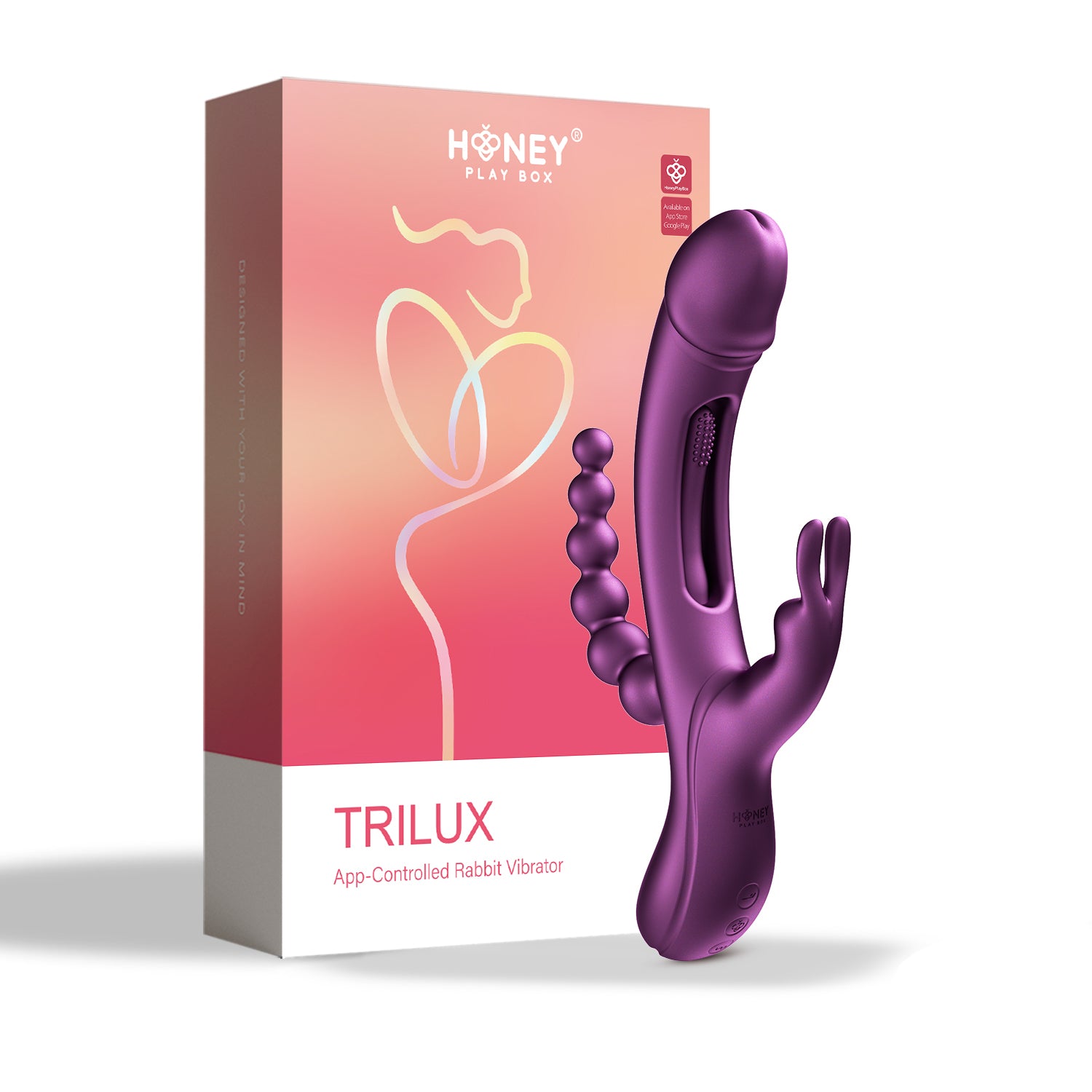 Trilux App Controlled Rabbit Vibrator Rechargeable Purple Toy VIBRATORS-RABBIT-MULTI