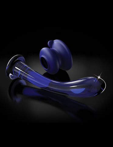 Icicles Blue Glass Massager with Silicone Suction Cup DONGS Glass