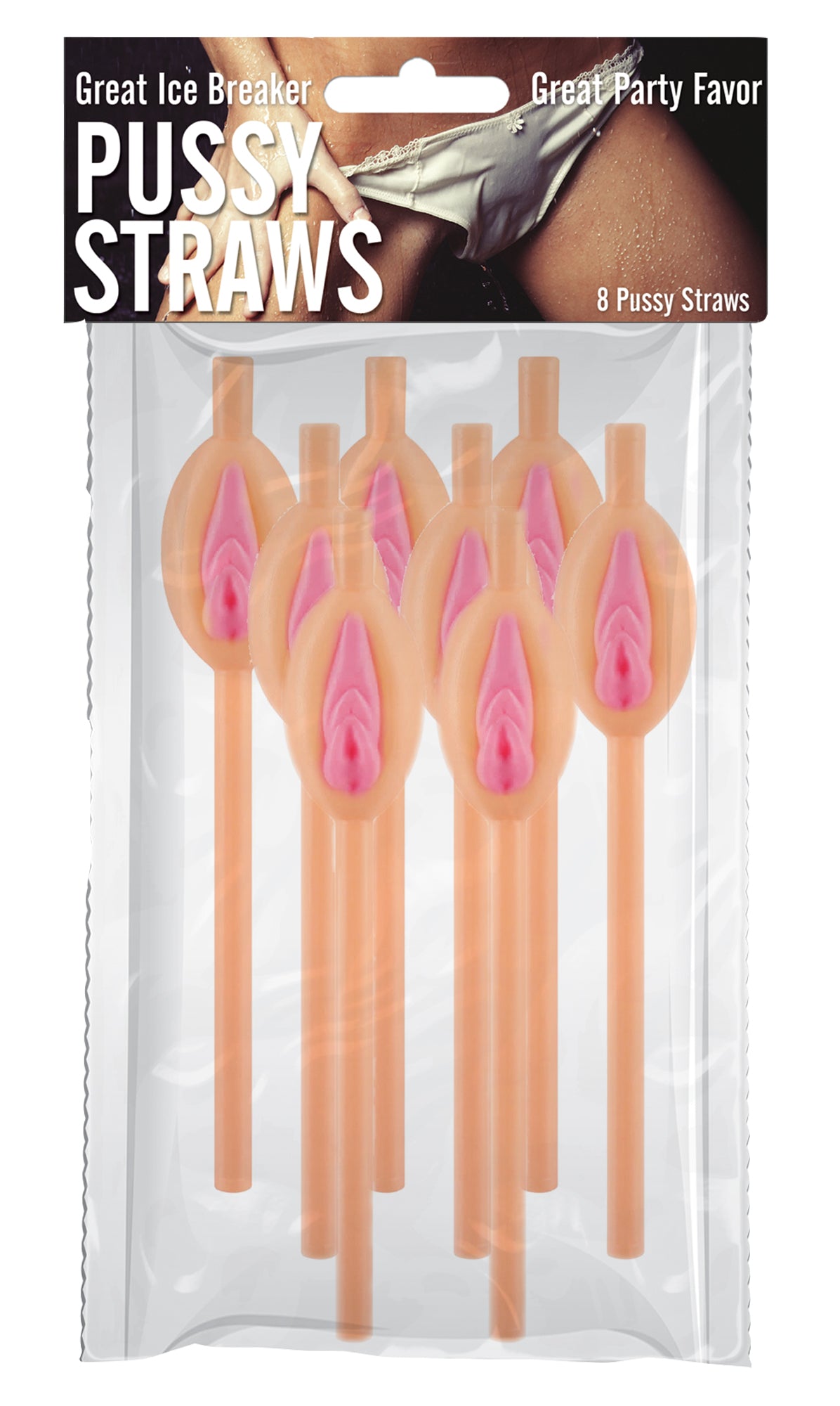 Hott Products Pussy Straws Set of 8 Adult Party Drink Accessories Beige > Novelties > Gag Gifts