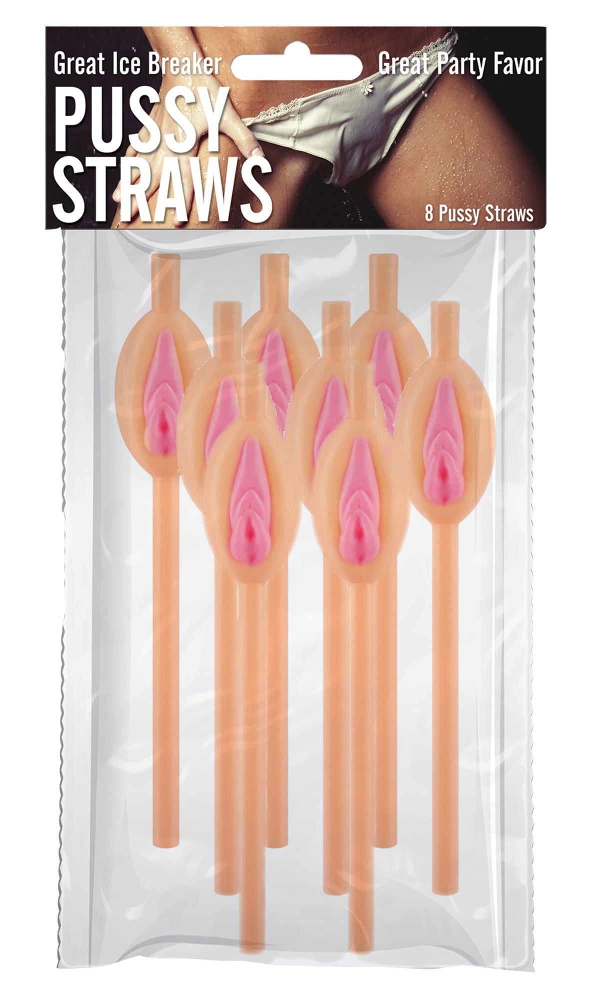 Hott Products Pussy Straws Set of 8 Adult Party Drink Accessories Beige Gag Gifts & Novelties