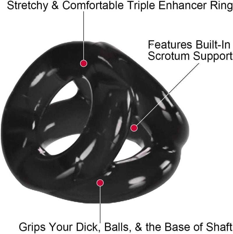 Oxballs Tri-Sport 3-Ring Flexible Silicone Cockring Sling Male Toy > Cock Ring > Sling