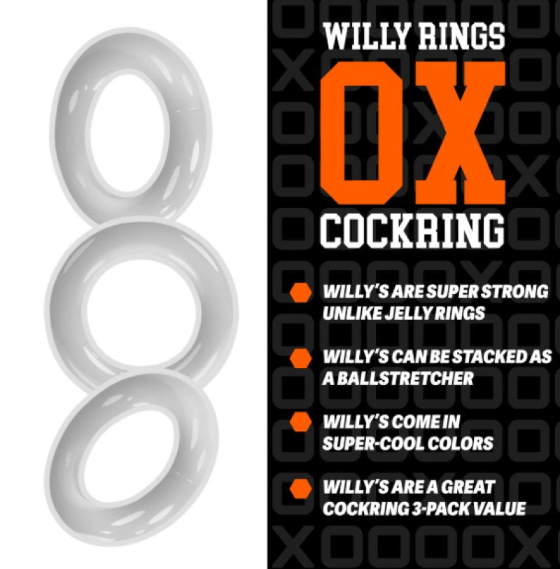 Oxballs Willy Rings 3-Pack Stretchy Clear Cockrings Set