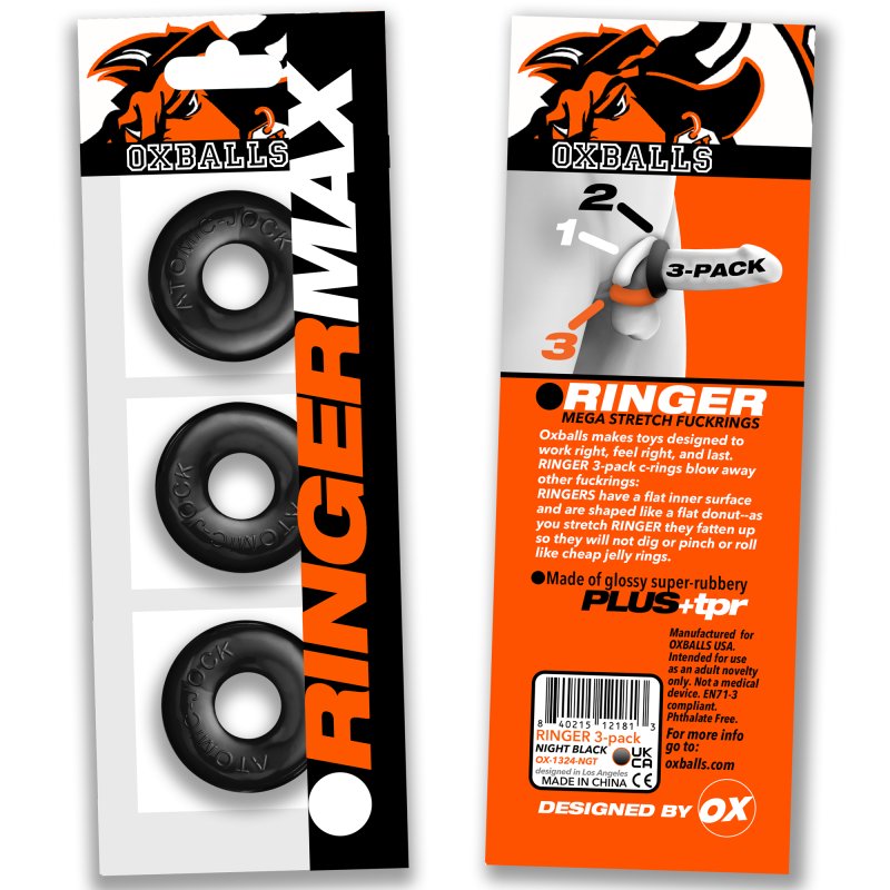 Ringer Max 3-Pack (Black) – Strong Rubber Cock Ring Set