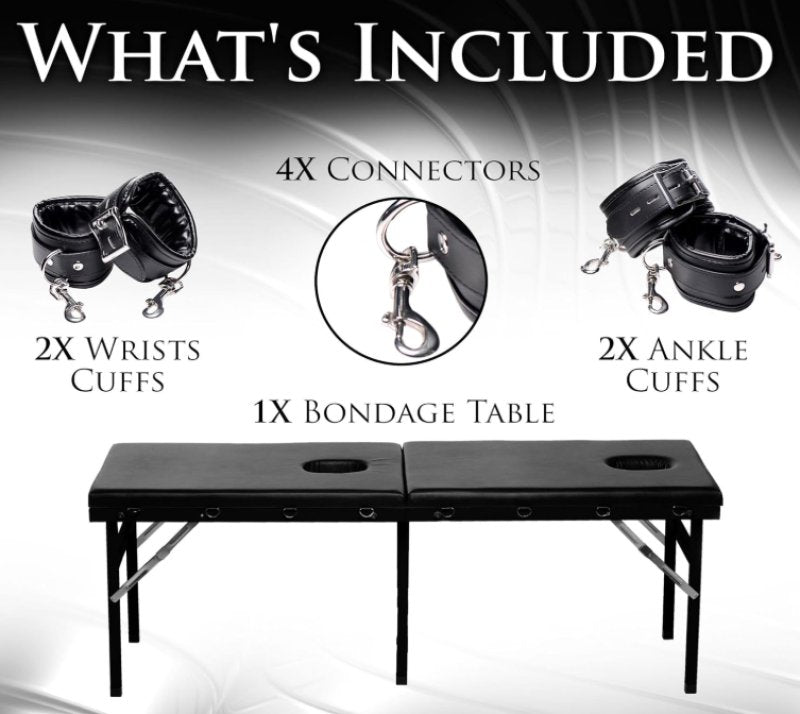 Master Series Bondage Massage Bed with Adjustable Cuffs and Tie Points Secondary image