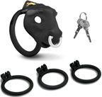 Bull Chastity Cage with Bull Head Design and Adjustable Rings