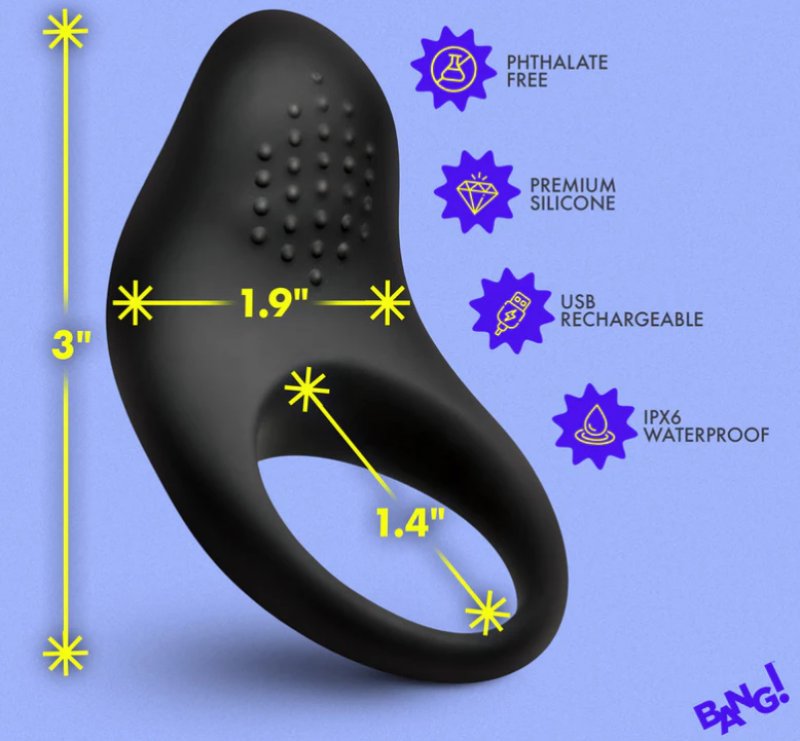 Bang! Vibrating Silicone Cock Ring – Rechargeable Couples Vibrator