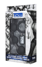 Tom of Finland Silicone Cock Ring with Weighted Anal Balls - 12" Length > Anal Range > Anal Beads