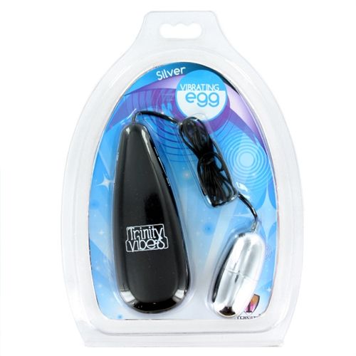 Silver Vibrating Egg with Wired Remote for Clitoral Stimulation Black BULLETS