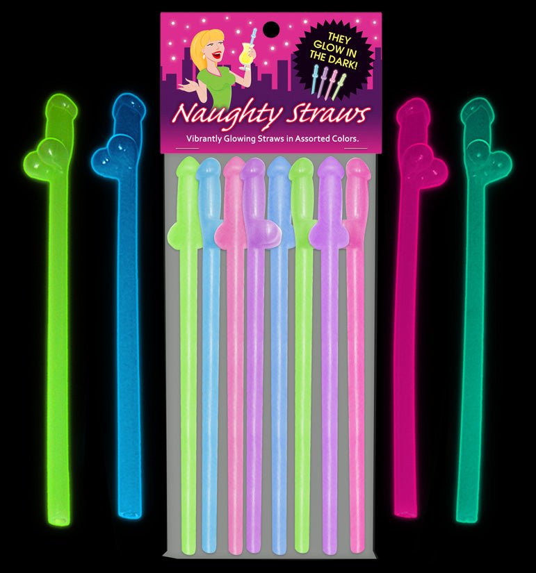 Glow in the Dark Naughty Straws Party Drinking Straws Set Multi > Novelties > Bachelor & Bachelorette Items