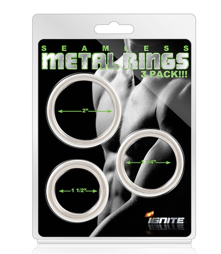 Seamless Metal Cock Ring Set – 3 Sizes 38mm, 44mm, 51mm Cock Rings Secondary image