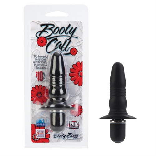 Booty Call Booty Buzz Black Silicone Probe 3 Inch with 10 Vibration Settings Butt Plugs - Vibrating