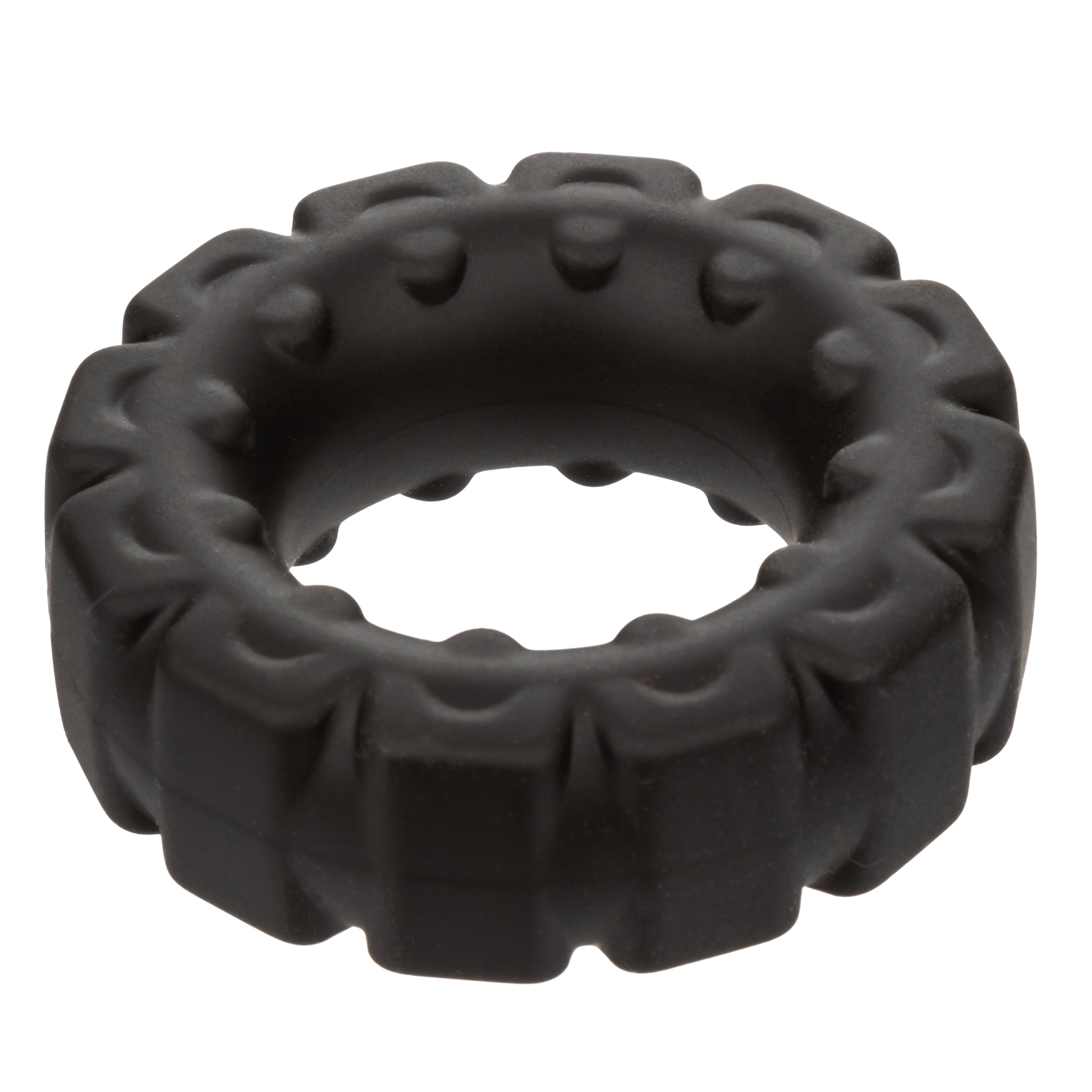 Alpha Liquid Silicone Prolong Tread Ring Black 1 Inch Diameter Stretchy Durable Waterproof COCK RINGS