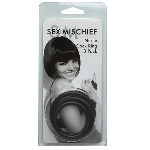Sex and Mischief Nitrile Cock Ring Set 3 Pack for Enhanced Pleasure COCK RING Set