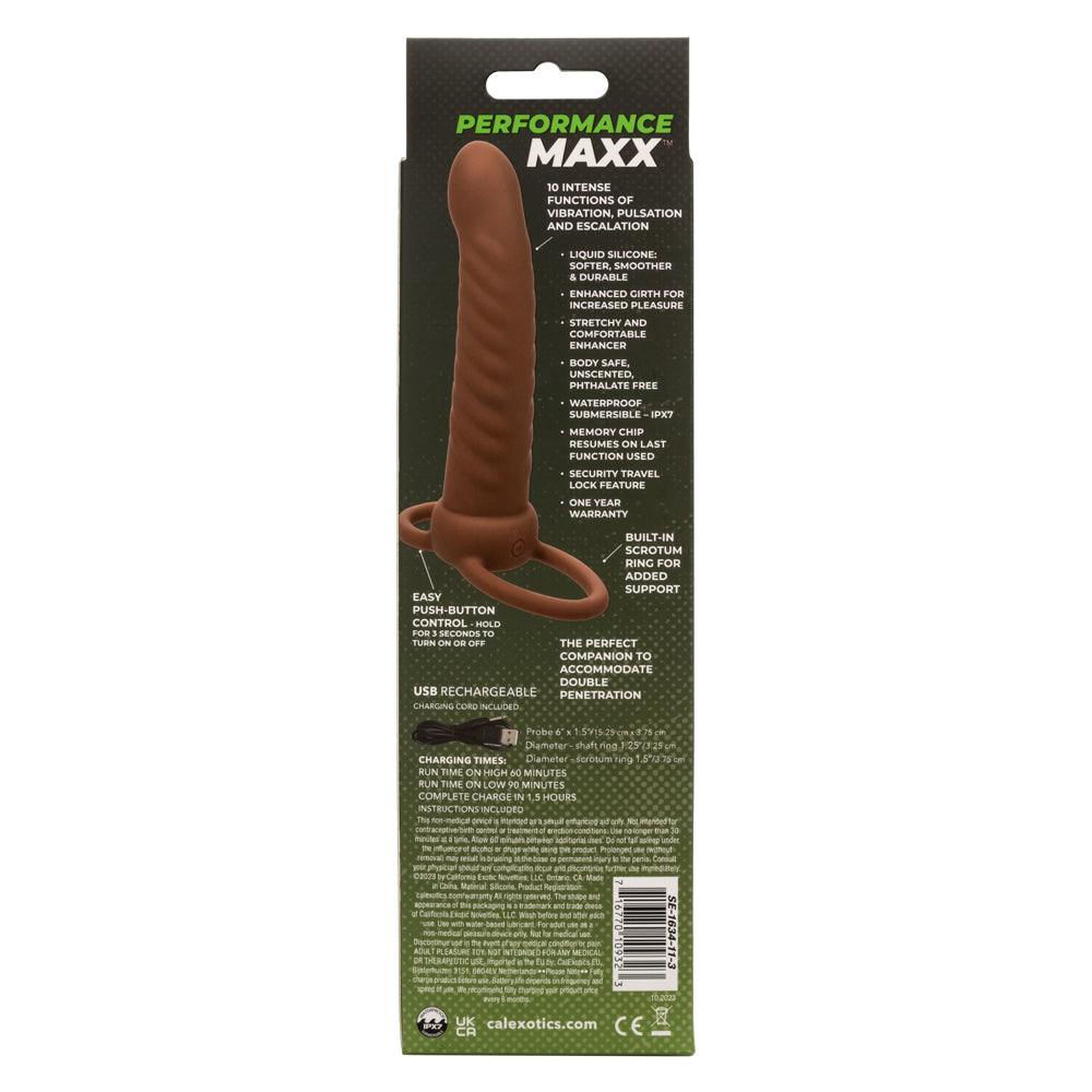 Performance Maxx Ribbed Dual Penetrator Toy Brown > Vibrators > Realistic Vibrators