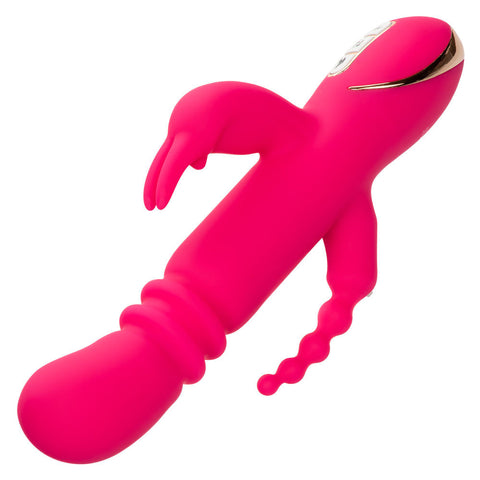 Jack Rabbit Signature Heated Silicone Triple Fantasy Rabbit Vibrator Pink VIBRATORS-RABBIT-MULTI