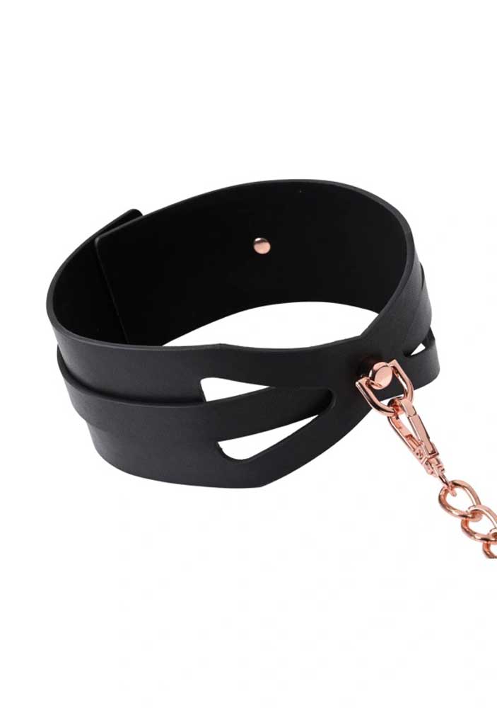 Sex and Mischief Brat Collar and Leash – Rose Gold Chain Restraint Set Black > Bondage Gear > Collars & Leashes