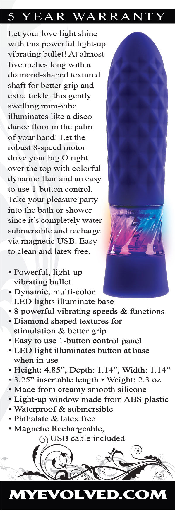 Evolved Novelties Raver Purple Mini Vibrating Clitoral Bullet Vibrators