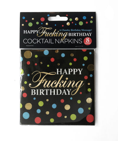 Happy Fucking Birthday Cocktail Napkins with Gold Foil Design Default Title Party Supplies