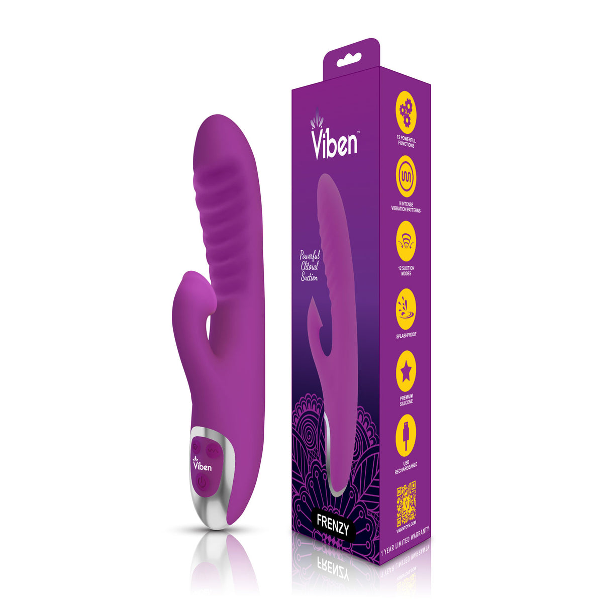 Viben Frenzy Suction Rabbit Vibe in Berry > Vibrators > Ladies > Rabbit