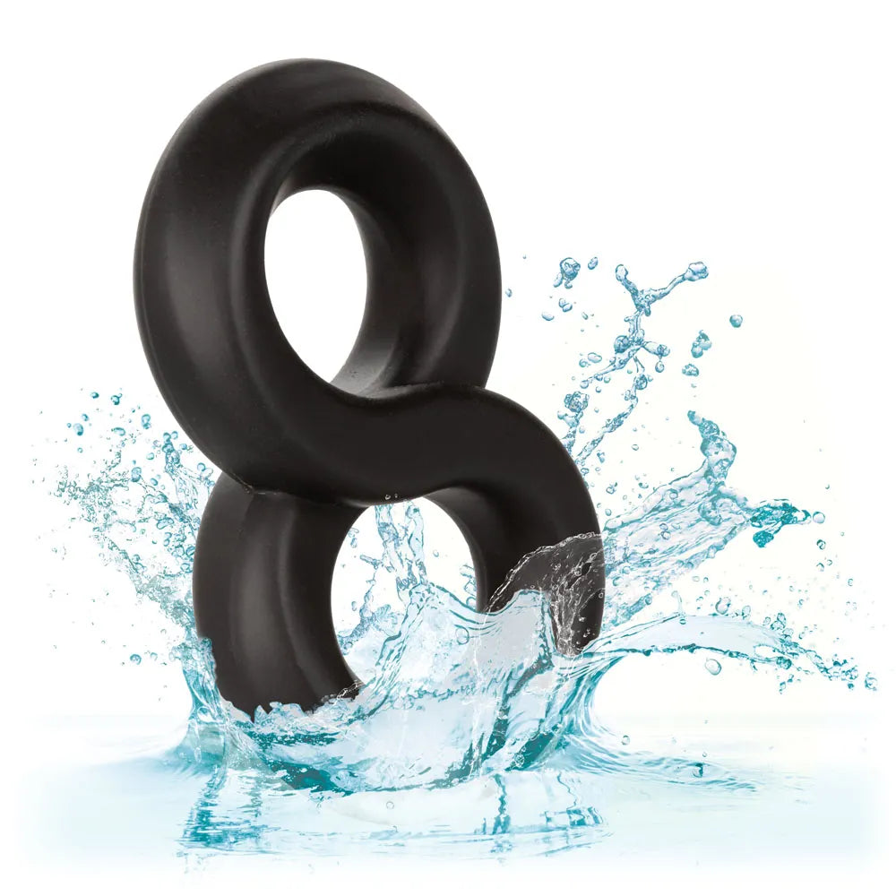Ultra-Soft Crazy 8 – Stretchy Dual Enhancer Ring Black > Cock Ring > Single