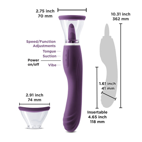 Inya Triple Delight Purple Rechargeable Suction Vibrator Toy Suction Stimulator