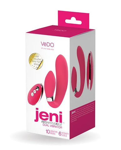 Jeni C-Shaped Dual Motor Vibrator with Remote Control Pink Pink Vibrators
