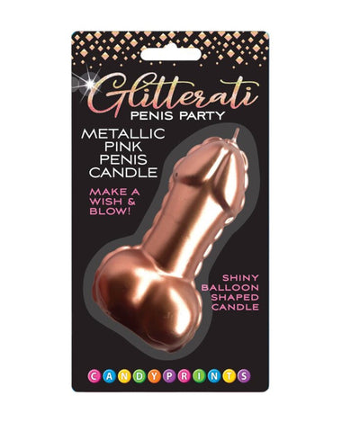 Glitterati Metallic Pink Penis Candle 10 Centimeter Party Decoration Pink Novelty Candles