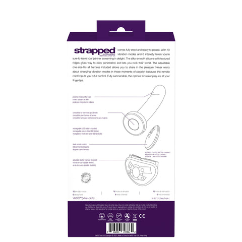 Strapped Rechargeable Purple Strap-On Harness with Vibration Vibrators