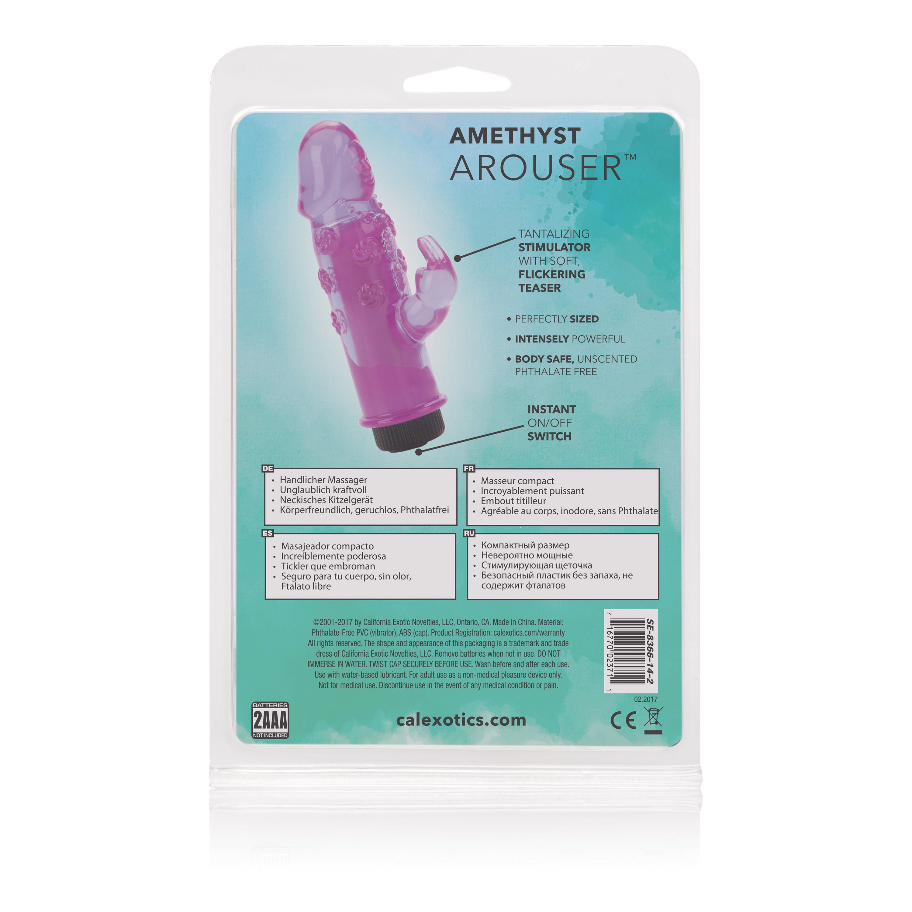 Amethyst Dual Tongued Arouser Vibrator with Single Speed Control VIBRATORS-RABBIT