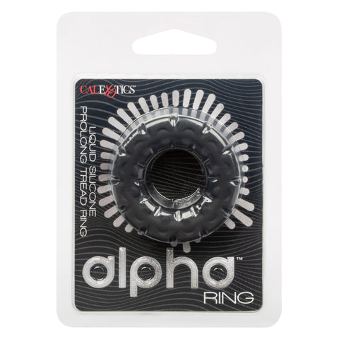 Alpha Liquid Silicone Prolong Tread Ring Black 1 Inch Diameter Stretchy Durable Waterproof COCK RINGS