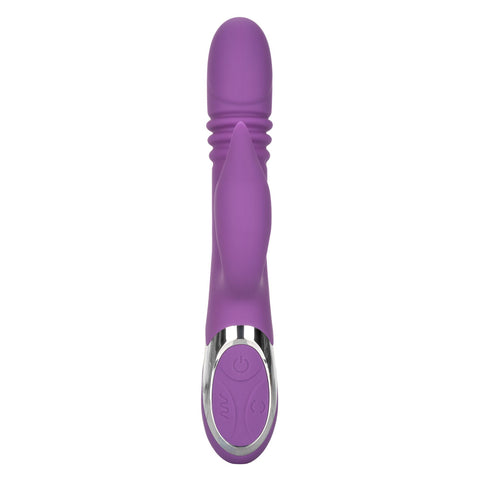 Enchanted Kisser Purple Silicone Rotating and Thrusting Vibrator with Clitoral Stimulator, USB Rechargeable, Waterproof, 12 Vibration Functions, 4 Shaft Rotation, 4 Thrusting Actions VIBRATORS-RABBIT