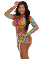 Leg Avenue 3 Pc Net Bra Top With Shrug and Boy Shorts – Multicolor Lingerie > Clothes > Lingerie Sets