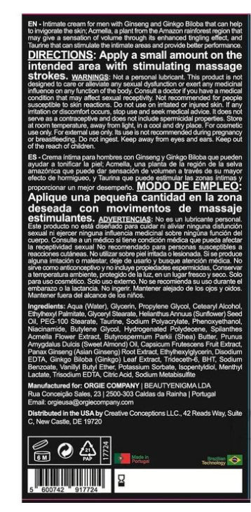 Orgie Touro XXXL Power Cream for Him – 15ml Erection Enhancer Cream > Essentials > Mens Enhancers