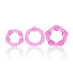 Island Rings Pink Stretchy Transparent TPR Cock Rings Trio Small Medium Large with Pleasure Beads > Cock Ring > Sets