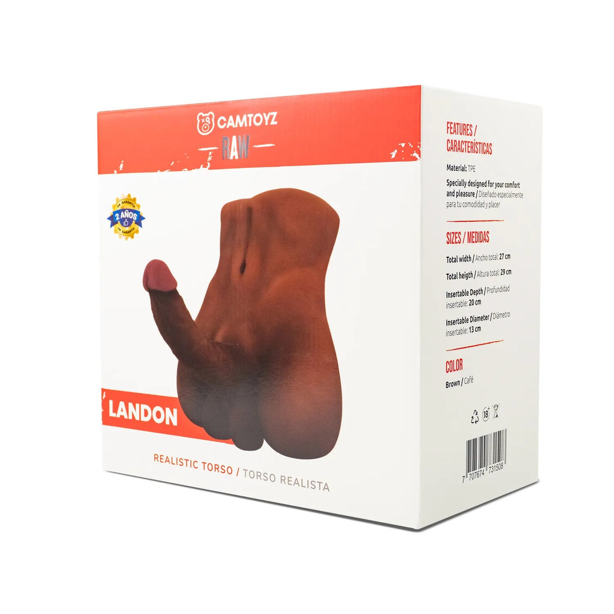 Raw Realistic Torso Landon – Soft-Touch Masturbator Torso Brown > Sex Toys For Men > Assbators