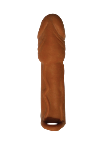 Skinsations Husky Lover 6.5 Inch White Penis Extension Sleeve Brown SLEEVES