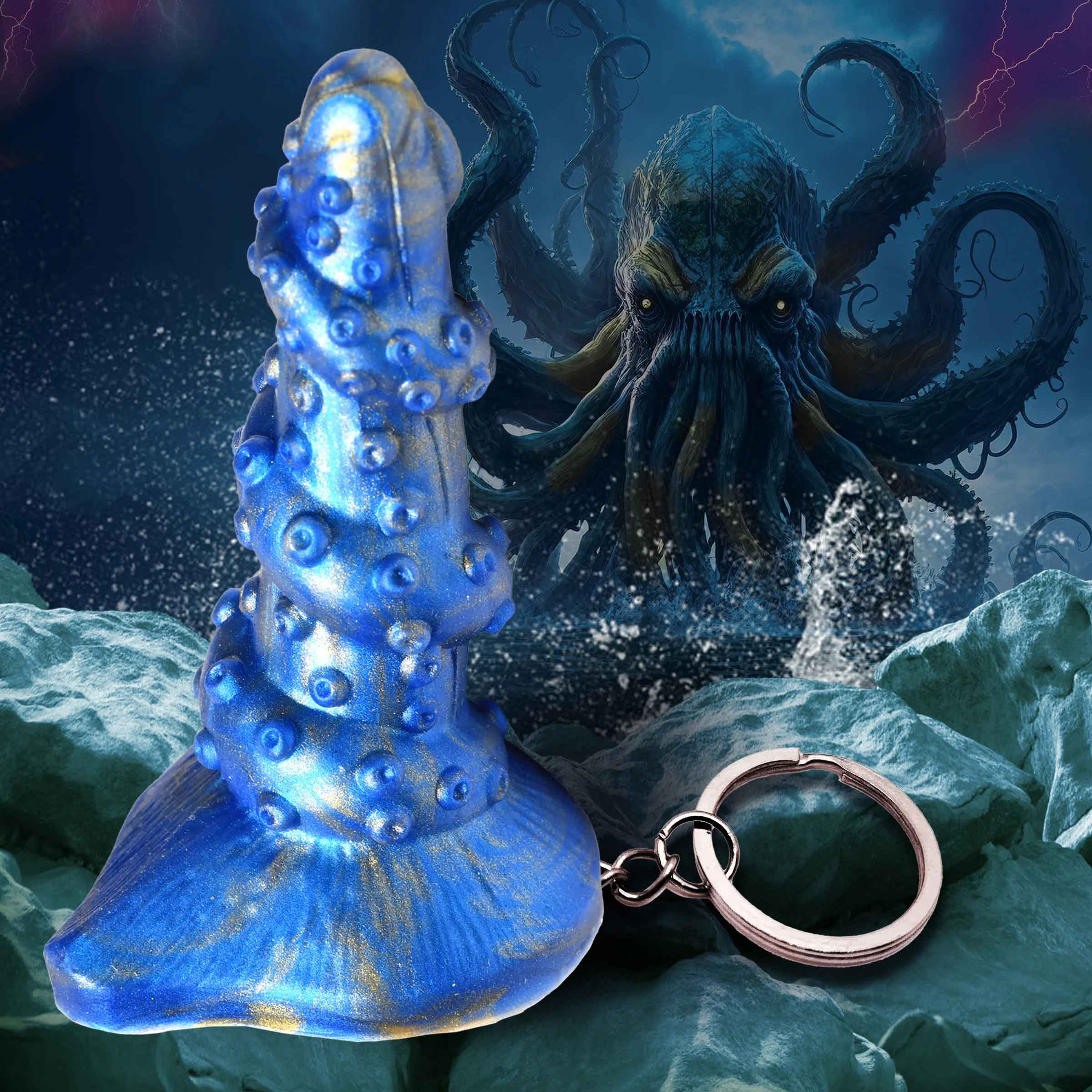 Lord Kraken Blue Tentacle Keychain for Adult Intimacy Accessories Gag Gifts & Novelties