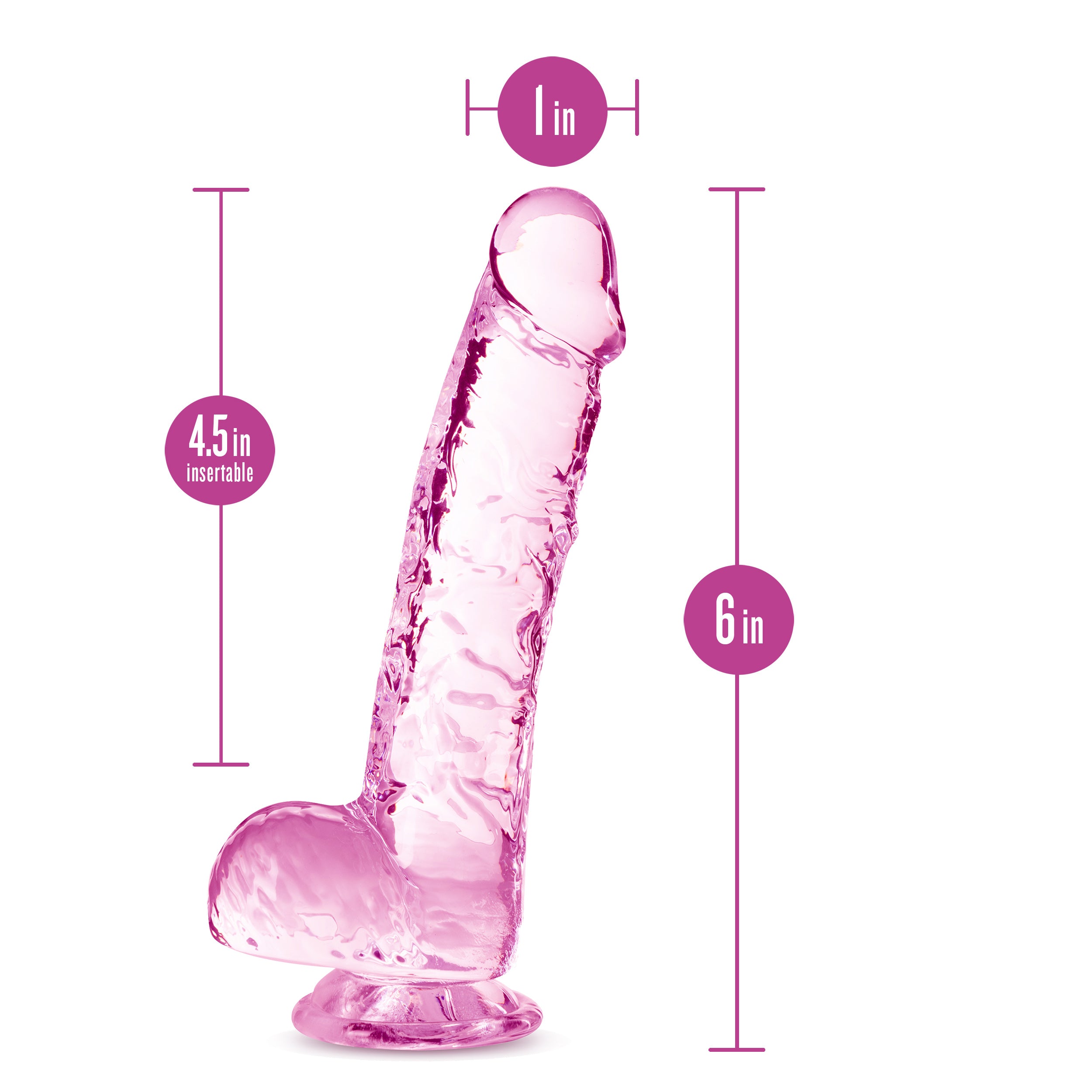 Naturally Yours 6 Inch Crystaline Dildo Rose DONGS