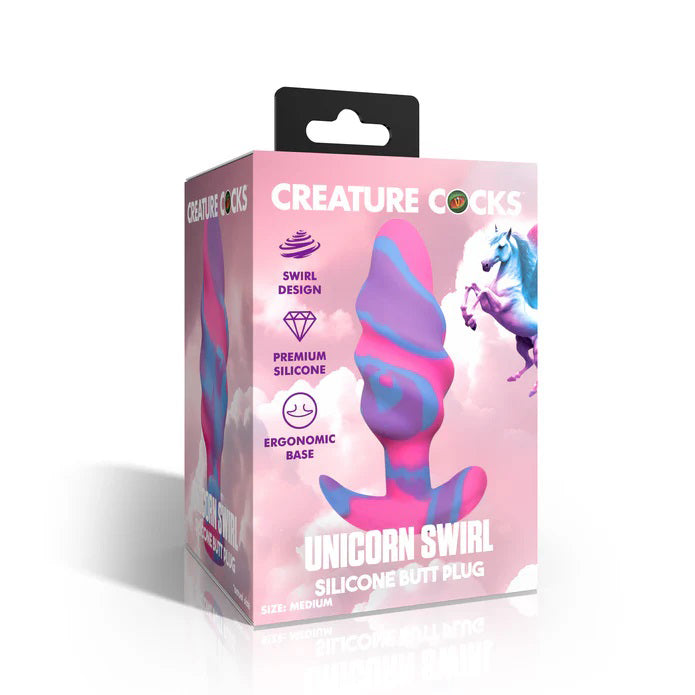 Unicorn Swirl Medium Silicone Butt Plug – Body-Safe Silicone Butt Plug Multi > Anal Range > Butt Plugs