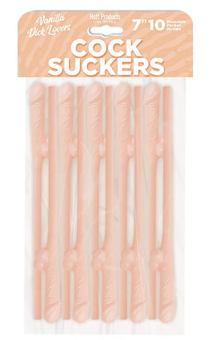 Vanilla Cock Suckers Reusable Drinking Straws for Parties Beige Bachelor & Bachelorette Items