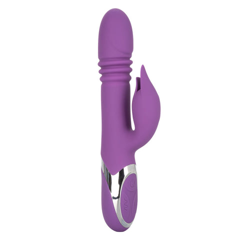 Enchanted Kisser Purple Silicone Rotating and Thrusting Vibrator with Clitoral Stimulator, USB Rechargeable, Waterproof, 12 Vibration Functions, 4 Shaft Rotation, 4 Thrusting Actions VIBRATORS-RABBIT