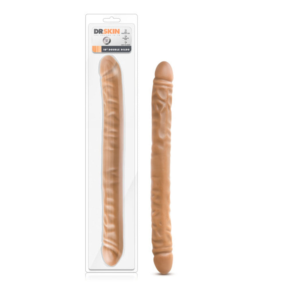 Dr. Skin 18 Inch Mocha Double Dildo Large Double Penetrator Double Dongs