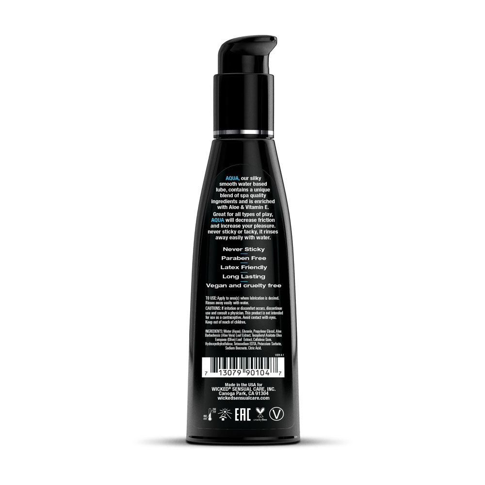 Wicked Aqua Water Based Lubricant 120 Milliliter 4 Ounce Bottle Water Based Lube