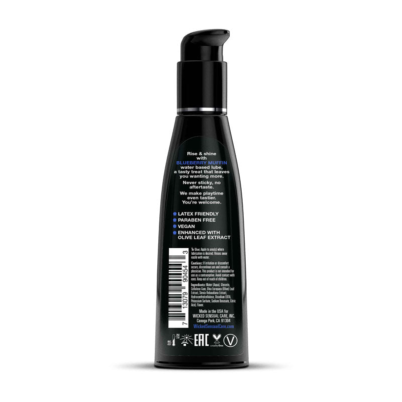 Wicked Aqua Blueberry Muffin Water Based Lubricant 120 Milliliters 4 Ounces Lubricants, Creams & Glides