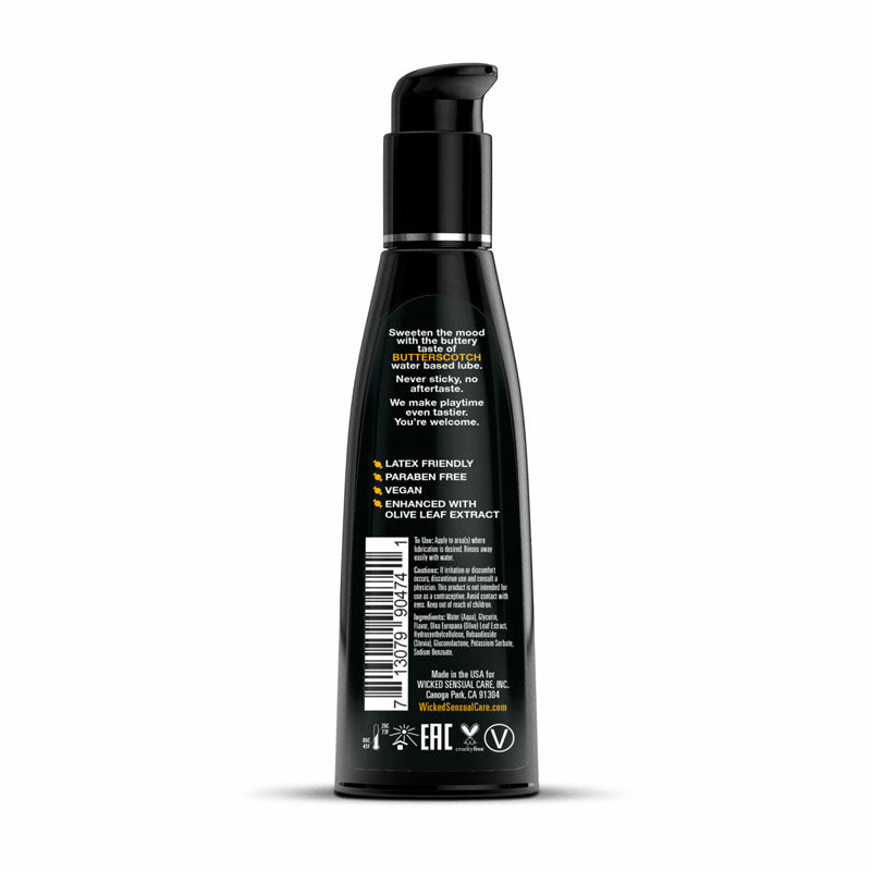 Wicked Aqua Butterscotch Flavored Water Based Lubricant 120ml Lubricants, Creams & Glides