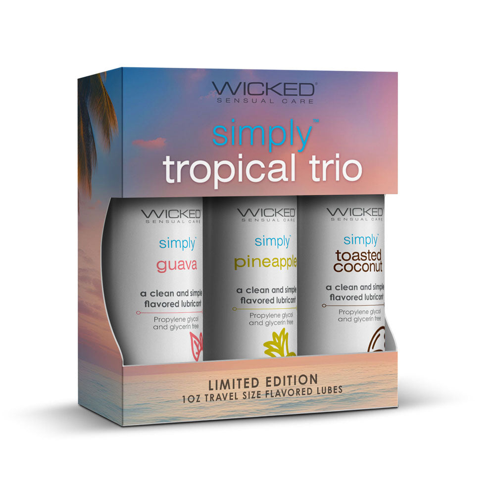 Wicked Simply Tropical Trio 3 x 30 ml Flavoured Water Based Lubricants White Flavoured Lube