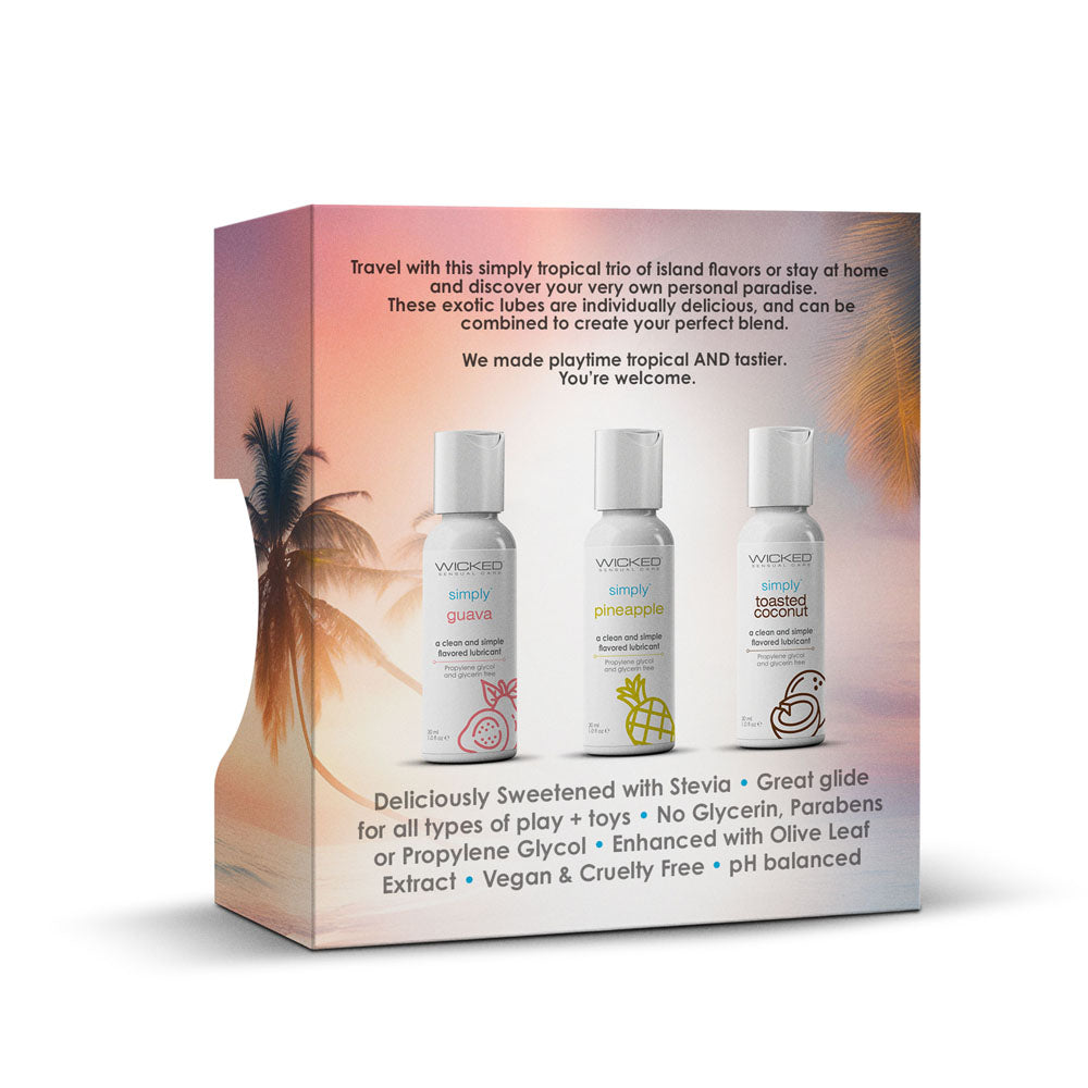Wicked Simply Tropical Trio 3 x 30 ml Flavoured Water Based Lubricants Flavoured Lube